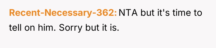 Recent-Necessary-362 NTA but it's time to tell on him. Sorry...