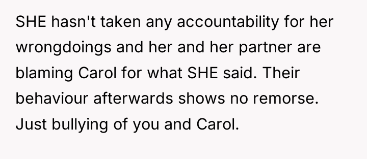 SHE hasn't taken any accountability for her wrongdoings and her...