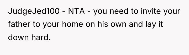 JudgeJed100 - NTA - you need to invite your father...