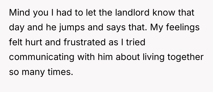 Mind you I had to let the landlord know that...