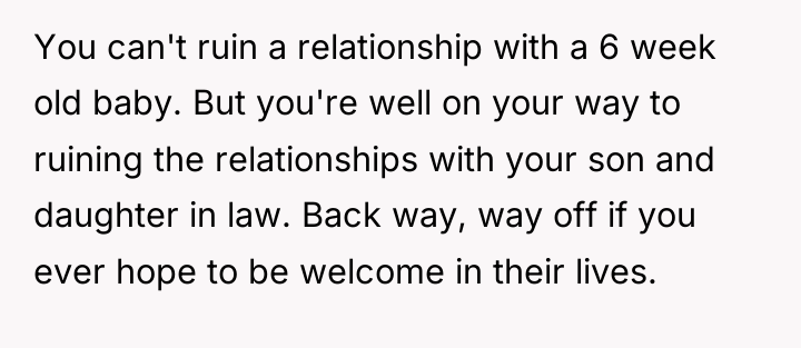 You can't ruin a relationship with a 6 week old...