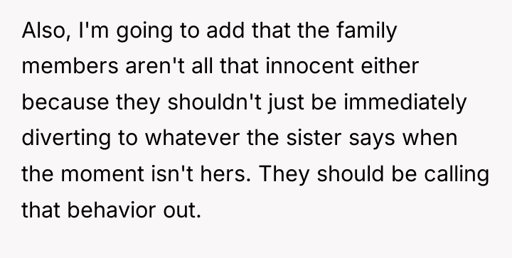 Also, I'm going to add that the family members aren't...