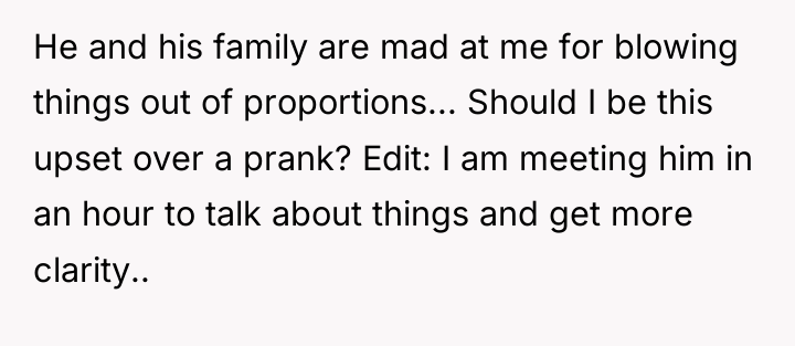 He and his family are mad at me for blowing...