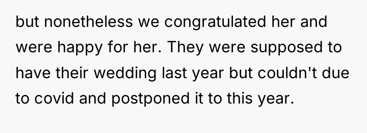 but nonetheless we congratulated her and were happy for her....