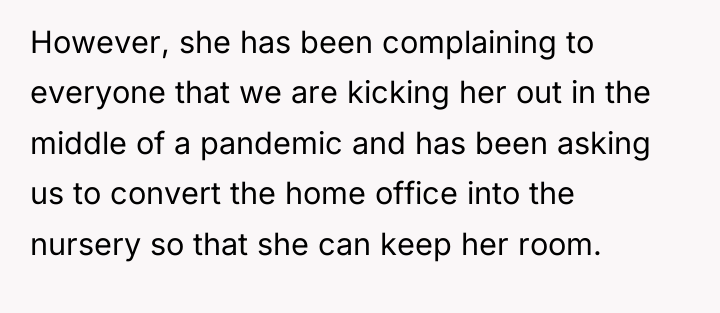 However, she has been complaining to everyone that we are...