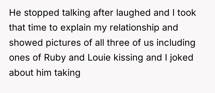 He stopped talking after laughed and I took that time...