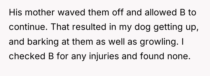 His mother waved them off and allowed B to continue....