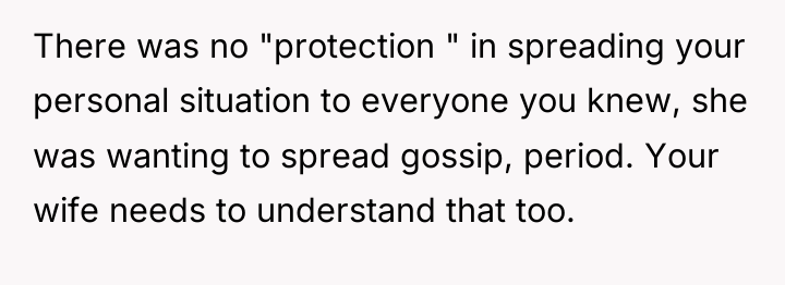 There was no "protection " in spreading your personal situation...