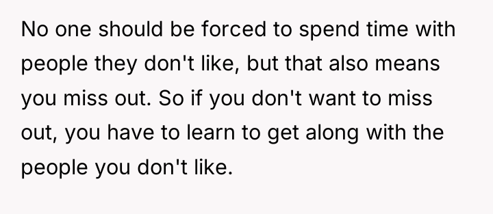 No one should be forced to spend time with people...