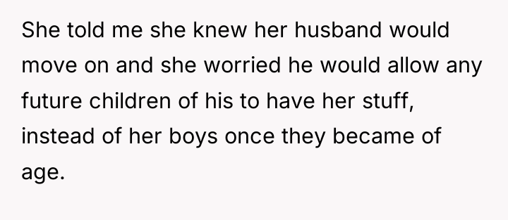 She told me she knew her husband would move on...
