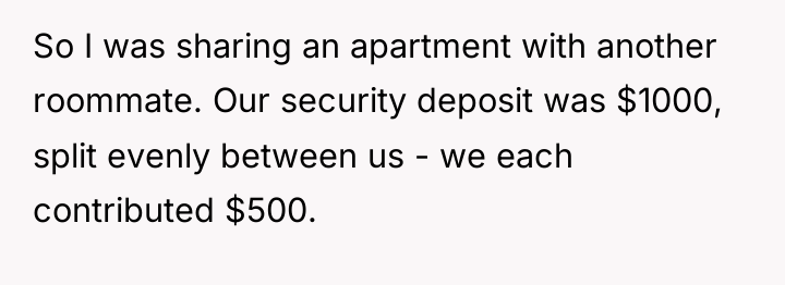 So I was sharing an apartment with another roommate. Our...