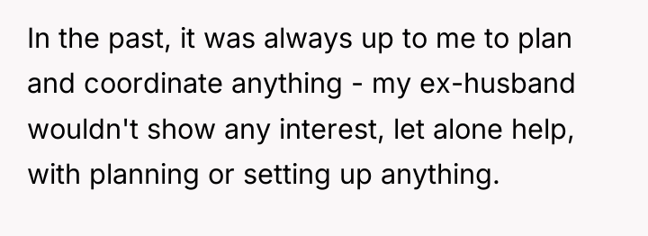 In the past, it was always up to me to...