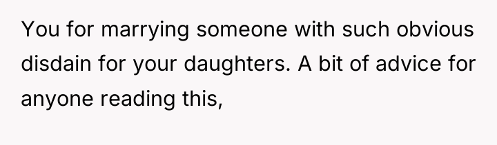 You for marrying someone with such obvious disdain for your...