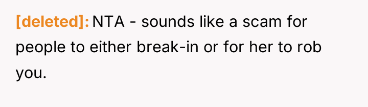 [deleted] NTA - sounds like a scam for people to...