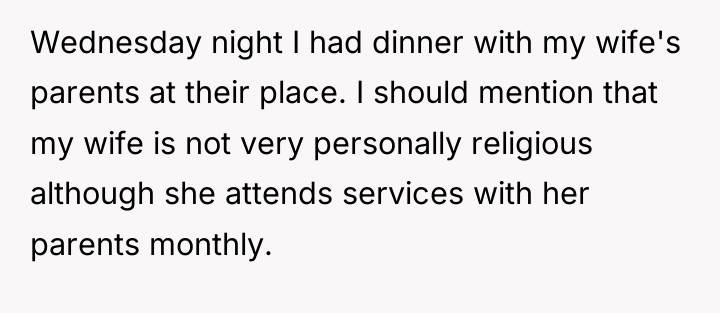 Wednesday night I had dinner with my wife's parents at...