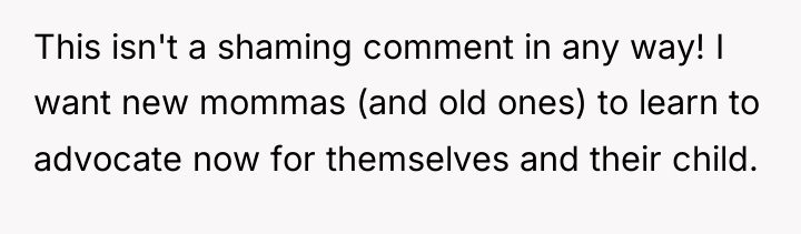This isn't a shaming comment in any way! I want...