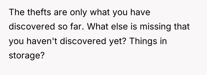 The thefts are only what you have discovered so far....