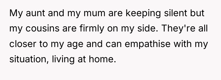 My aunt and my mum are keeping silent but my...