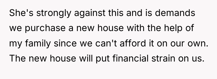 She's strongly against this and is demands we purchase a...