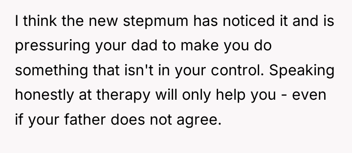 I think the new stepmum has noticed it and is...