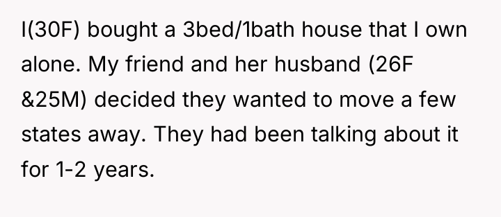 I(30F) bought a 3bed/1bath house that I own alone. My...