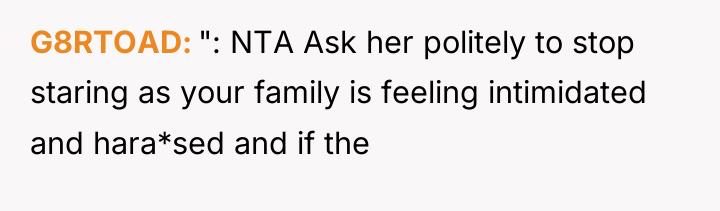 G8RTOAD ": NTA Ask her politely to stop staring as...