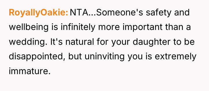 RoyallyOakie NTA...Someone's safety and wellbeing is infinitely more important than...