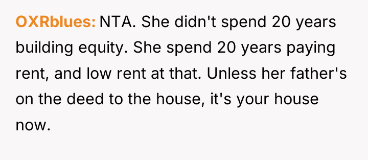 OXRblues NTA. She didn't spend 20 years building equity. She...
