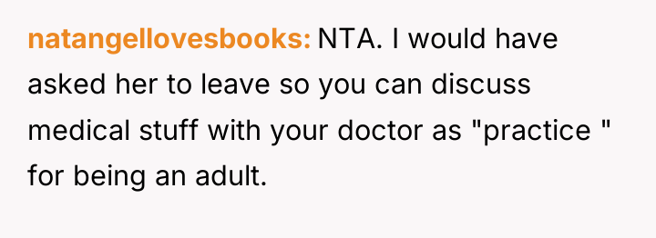 natangellovesbooks NTA. I would have asked her to leave so...