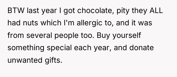 BTW last year I got chocolate, pity they ALL had...