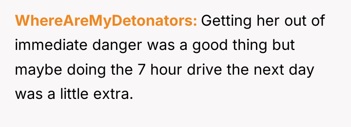 WhereAreMyDetonators Getting her out of immediate danger was a good...