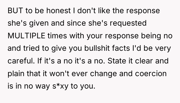 BUT to be honest I don't like the response she's...