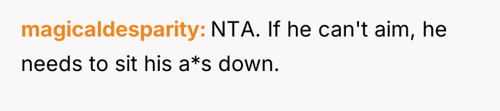 magicaldesparity NTA. If he can't aim, he needs to sit...