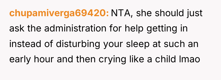 chupamiverga69420 NTA, she should just ask the administration for help...