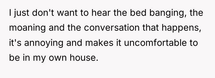 I just don't want to hear the bed banging, the...