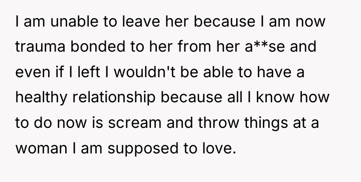 I am unable to leave her because I am now...