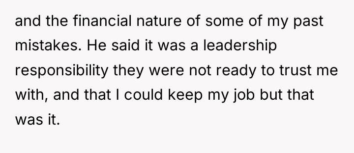 and the financial nature of some of my past mistakes....