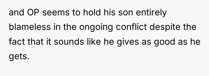 and OP seems to hold his son entirely blameless in...