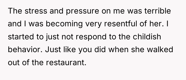 The stress and pressure on me was terrible and I...