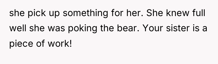 she pick up something for her. She knew full well...