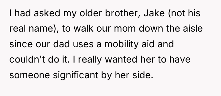 I had asked my older brother, Jake (not his real...