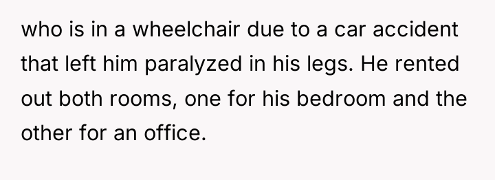 who is in a wheelchair due to a car accident...