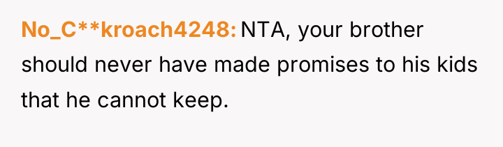 No_C**kroach4248 NTA, your brother should never have made promises to...