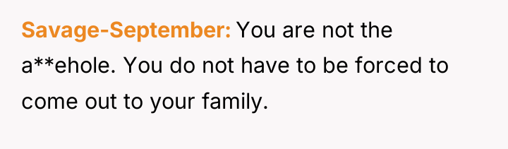 Savage-September You are not the a**ehole. You do not have...