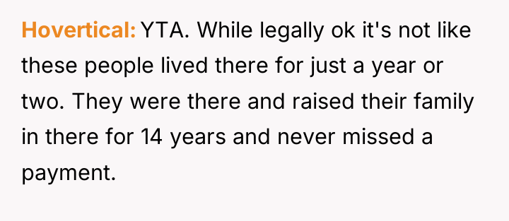 Hovertical YTA. While legally ok it's not like these people...