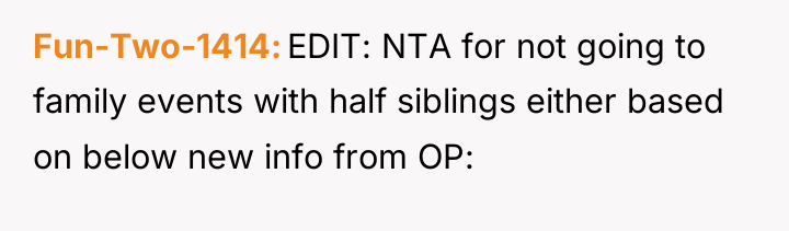 Fun-Two-1414 EDIT: NTA for not going to family events with...