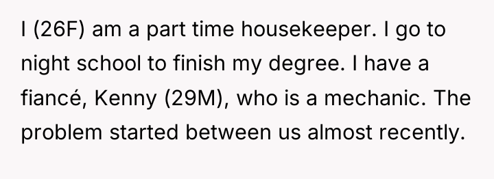 I (26F) am a part time housekeeper. I go to...