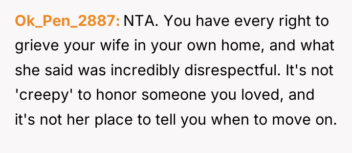 Ok_Pen_2887 NTA. You have every right to grieve your wife...