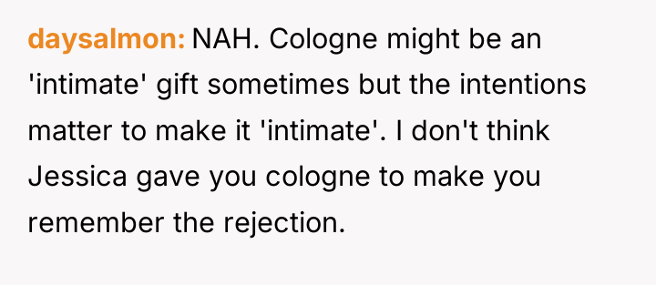 daysalmon NAH. Cologne might be an 'intimate' gift sometimes but...