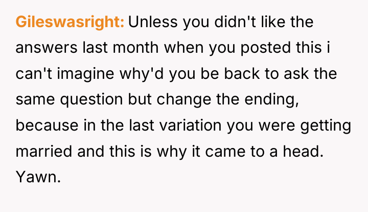 Gileswasright Unless you didn't like the answers last month when...
